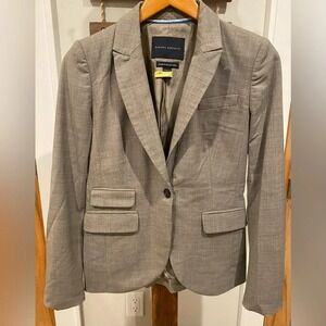 Banana Republic Women Virgin Wool Spandex Career Office Blazer Jacket Gray 4 EUC